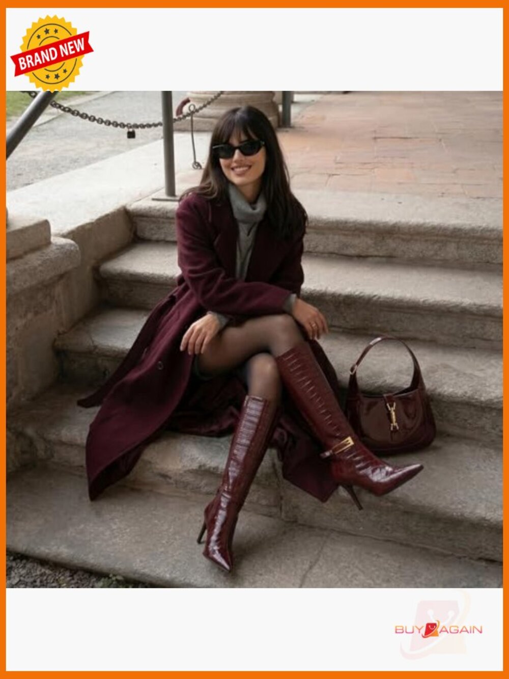 Knee High Boots Women 3.3 in Stiletto Heel Pointed Toe Tall Boots Side Zipper - Picture 3 of 7